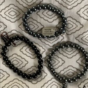 Set of 3 Hematite Bracelets